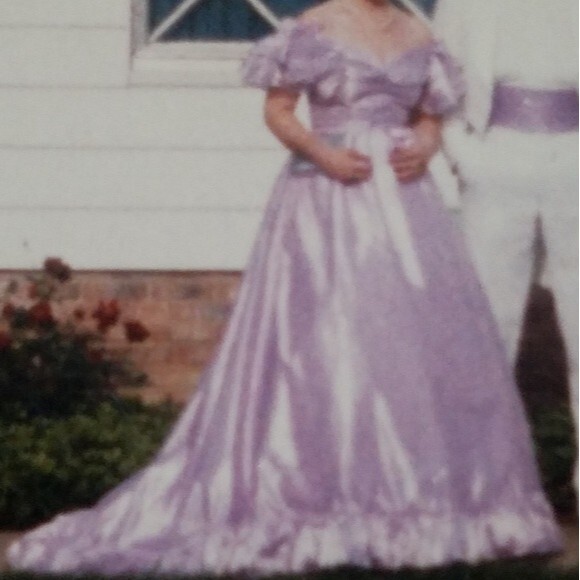 Purple Iridescent Prom Gown with Train - Picture 1 of 16